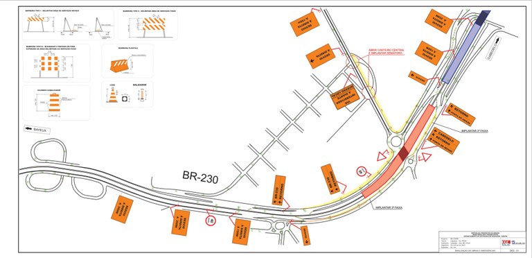 DER interdita faixas da BR-230 para facilitar a execução da obra do viaduto de Água Fria