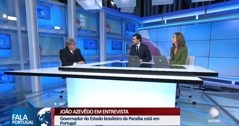 Em Lisboa, João Azevêdo destaca potencialidades da Paraíba em entrevista à Record Internacional