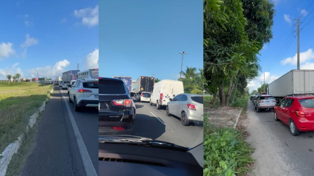 Supercarga transito da BR 230 fica congestionado e atrai curiosos na Grande Joao Pessoa assista